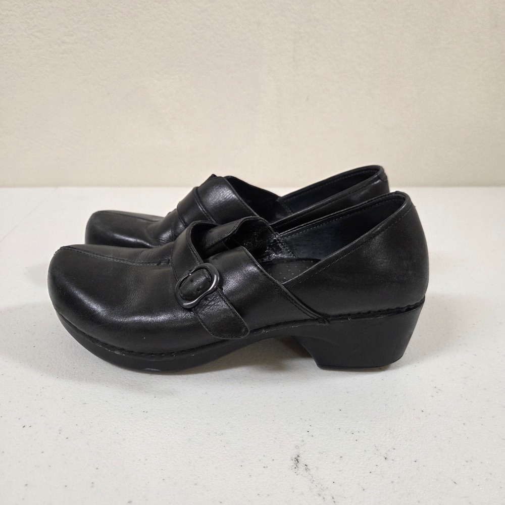 Dansko Black Leather Mary Jane Clogs Buckle Strap Shoes 600020200 Womens Size 40